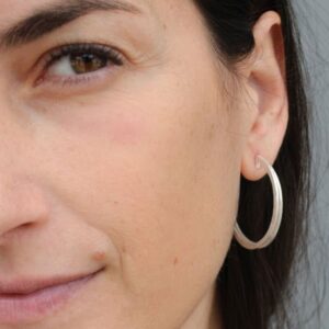 Double Mir L Hoop Earrings Silver Lady