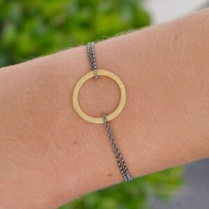 La Cala M Double Chain Circle Bracelet Gold Ruthenium Lady
