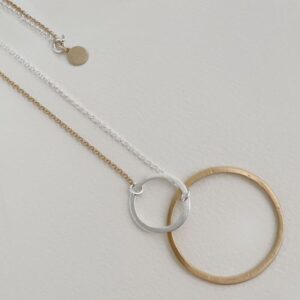 La Cala M Long Circle Necklace Gold Silver