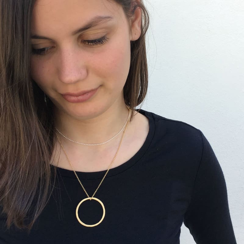 La-Cala-M-Long-Circle-Necklace-Gold-Silver-lady La Cala M Long Circle Necklace Gold Silver lady