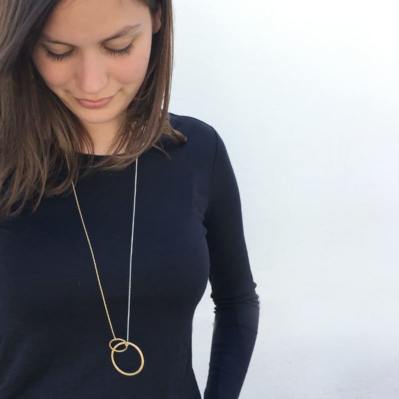 La Cala M Long Circle Necklace Gold Silver lady