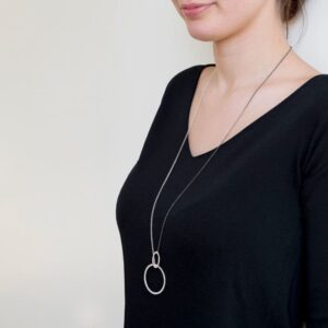 La Cala M Long Circle Necklace Silver Ruthenium Lady