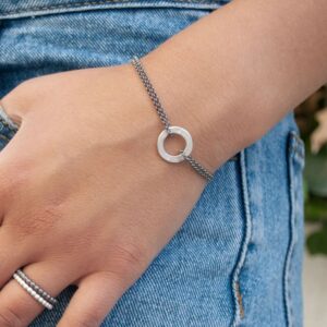 La Cala S Double Chain Circle Bracelet Silver Ruthenium Lady
