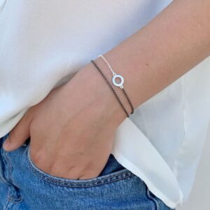One Soul Circle Double Bracelet Silver Ruthenium Lady