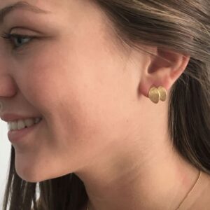 double Spring moon earrings gold lady