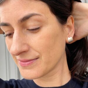 double Spring moon earrings silver lady