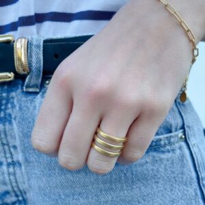 Rock and Soul Triple Ring Gold