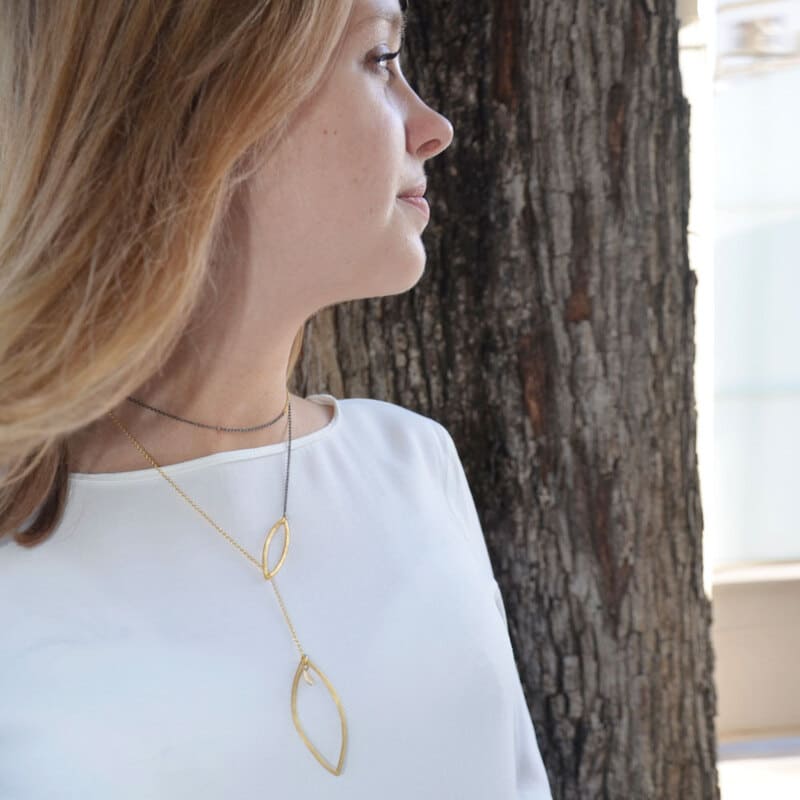 Maria long necklace gold ruthenium