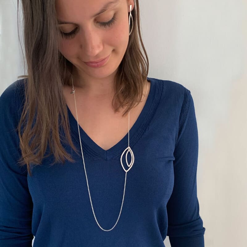 Maria Double Long Necklace Silver