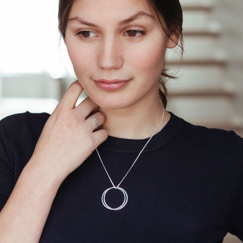 twin L pendant silver