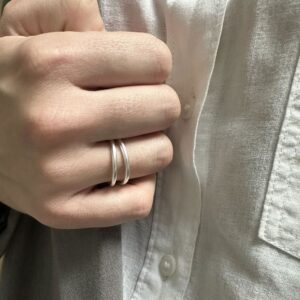 London Double Ring Silver