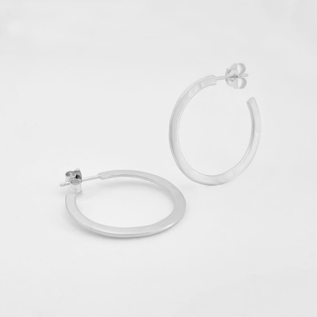 La Cala 'L' Hoop Earrings Silver