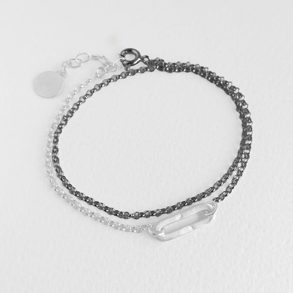 Rock and Soul S double Bracelet Silver Ruthenium