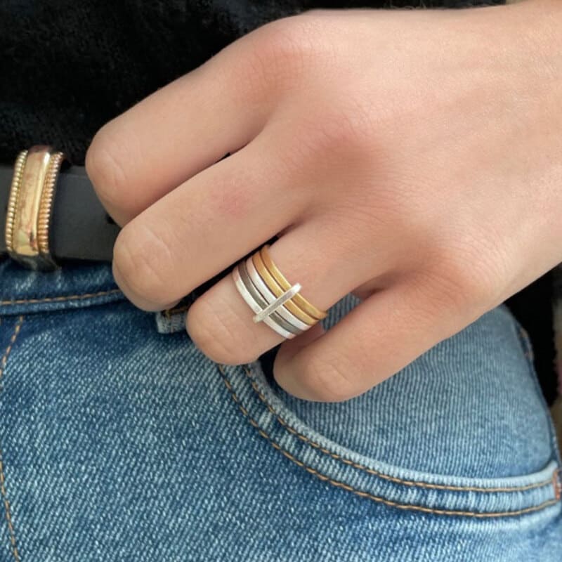 Sophie 5Mix Ring Gold Silver Ruthenium
